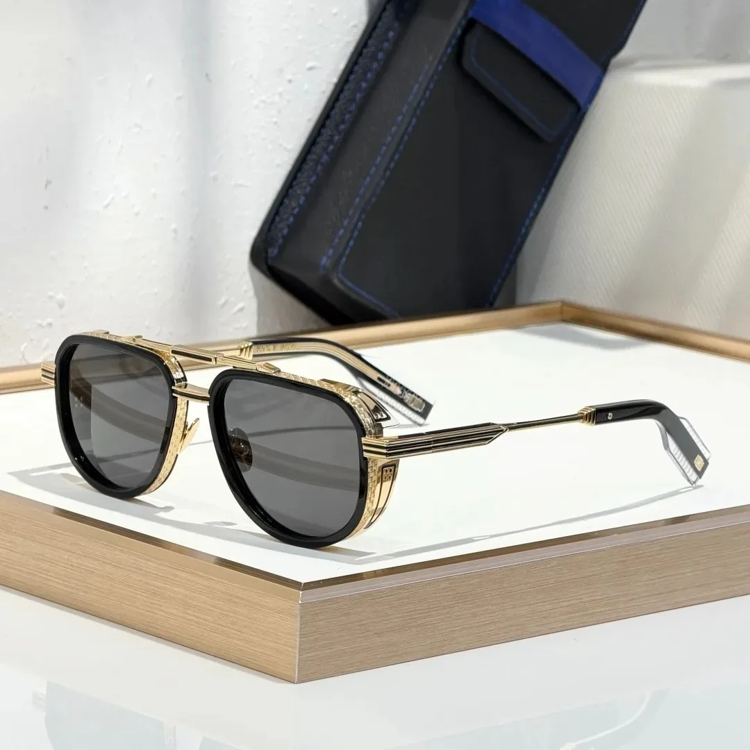 NEVERA Square Sunglasses Titanium Metal Acetate Frame UV400 Vintage Fashion Eyewear for Men Women with Case