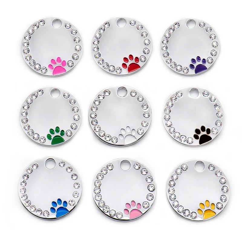 Customizable Dog Collar Address Tags Personalized Pet Cat Dog Id Tag Free Engraved Pet Name Circle Tags Anti-Lost Dog Supplies