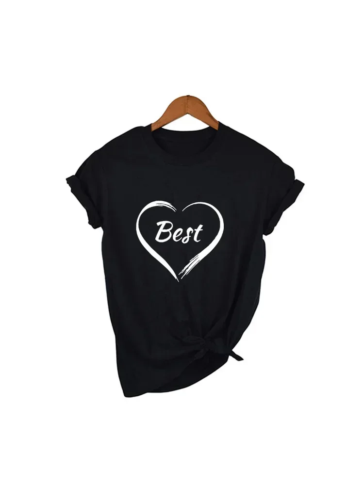 هدية التي شيرت Camiseta الأنثوية الفتيات Besties قمصان أزياء النساء أفضل أصدقاء تي شيرت قميص مطابقة المحملة أصدقاء الشارع الشهير #4