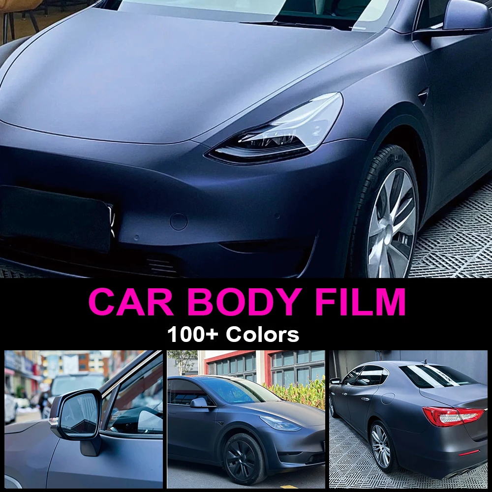 PET Matte Black Blue Car Wrap Vinyl Film Scratch-Resistant Cover Auto Full Partial Body Motorcycle Vehicle Color Modified Para