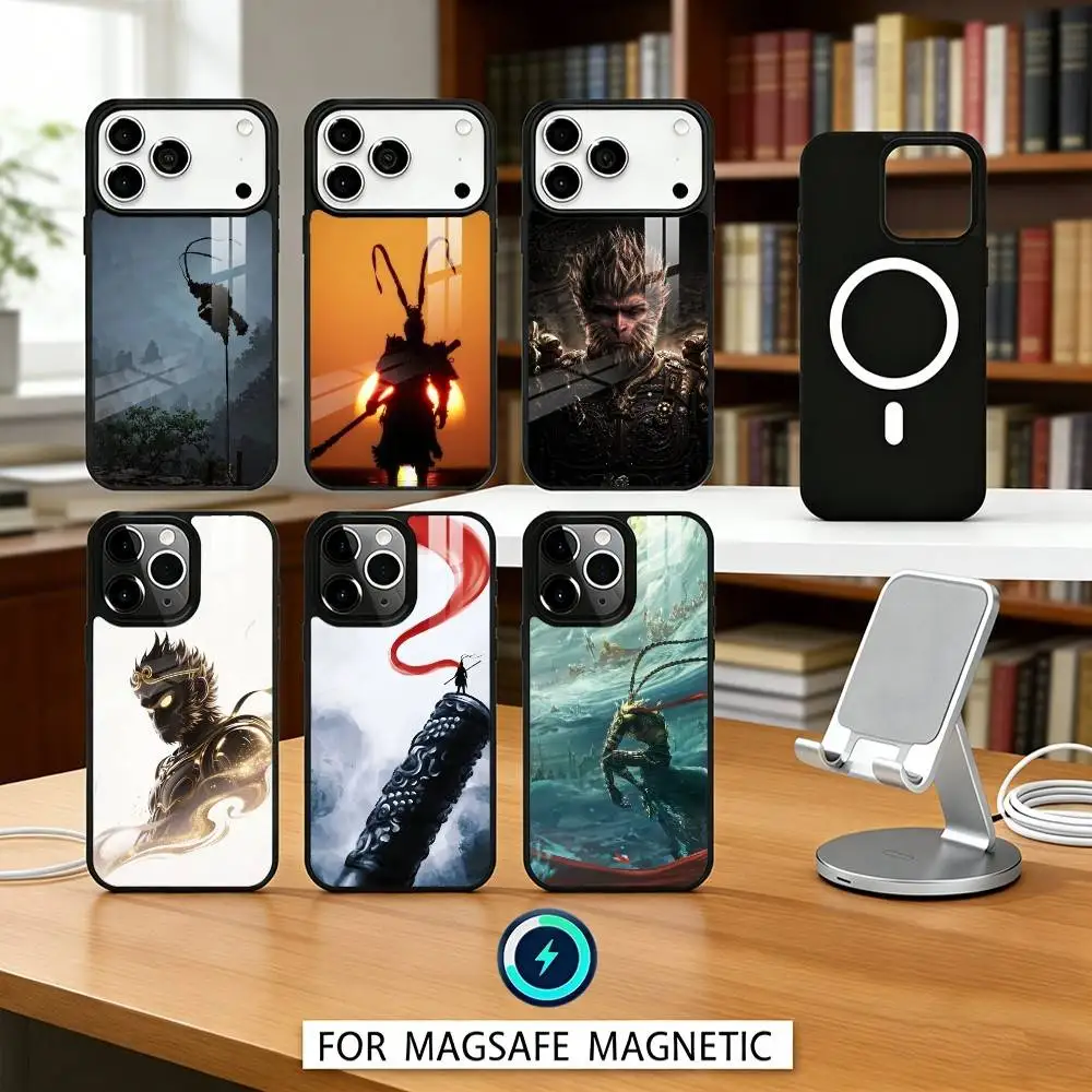 

M-Monkey B-Black Myth Phone Case For iPhone 17,16,15,14,13,12,Pro,Max For Magsafe Magnetic Wireless Charging