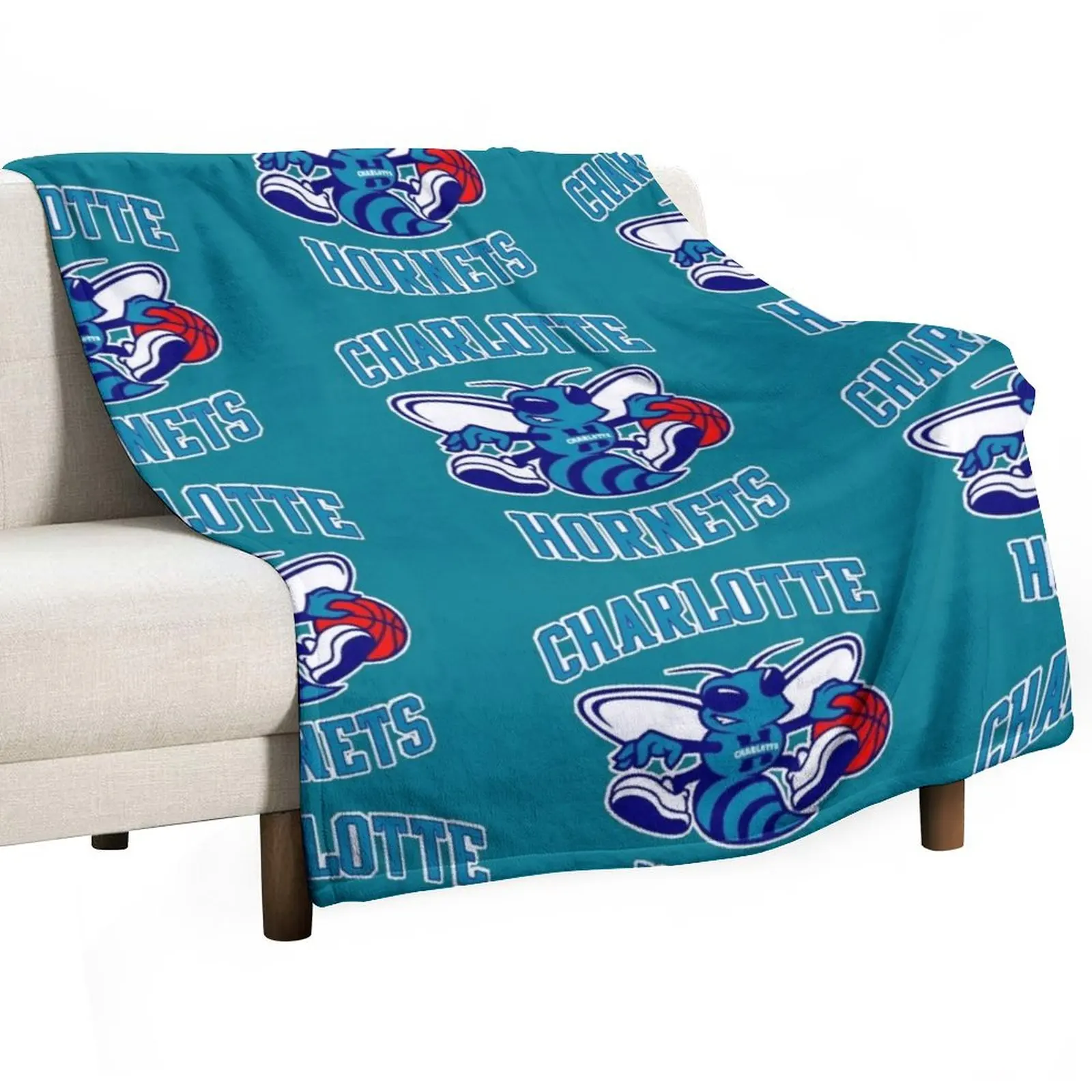 Hornets-Charlotte Logo (Teal) Throw Blanket for sofa Sofa Quilt Blankets