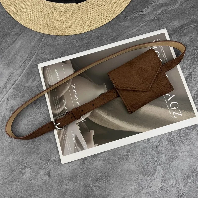 กระเป๋าหนังเทียมผู้หญิงแบบหนังกลับ PU พร้อมเข็มขัดรัดเอวแบบคอร์เซ็ทสำหรับตกแต่งชุดเดรส รุ่น J1579