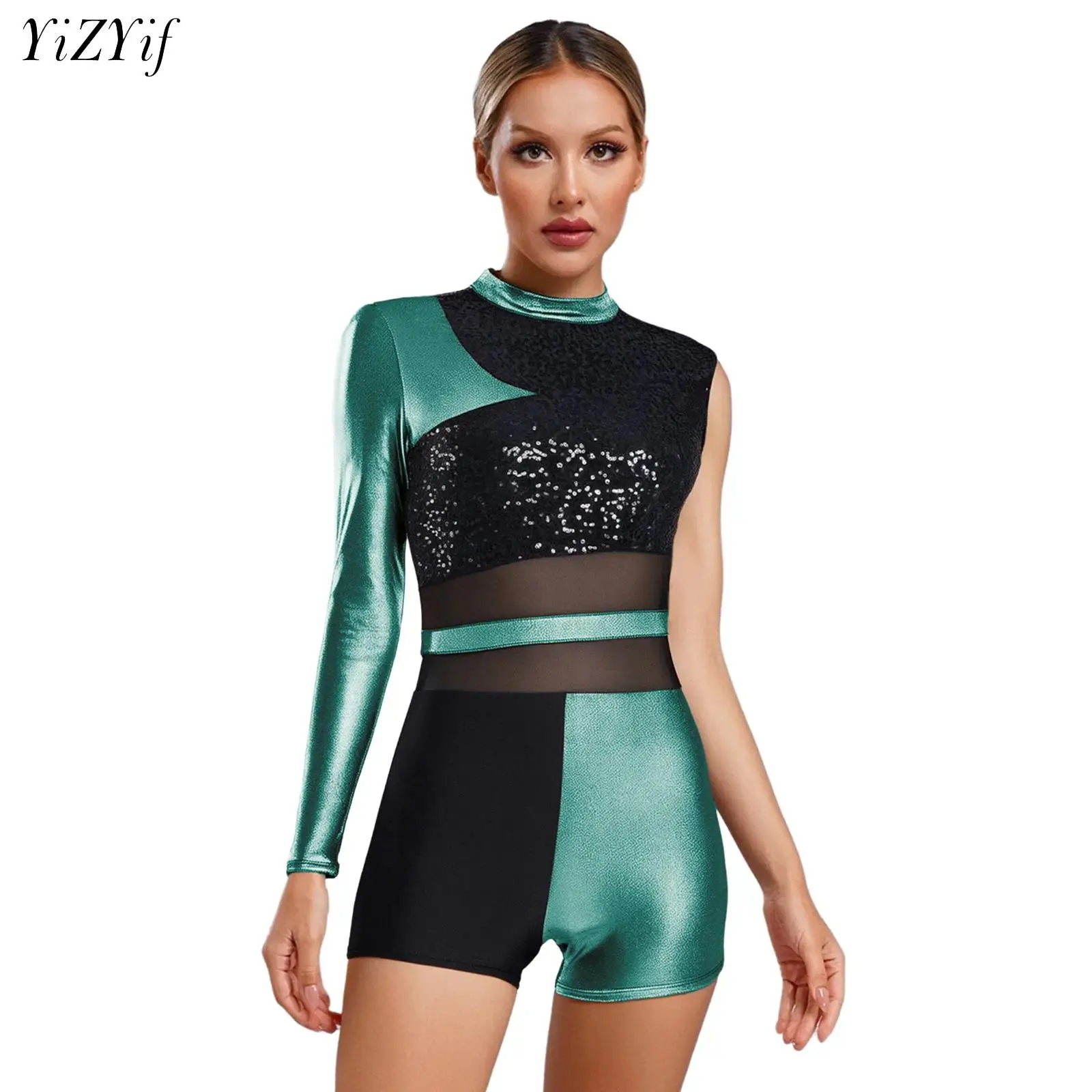 

Women Figure Skating Costume Ballet Dance Jersey Rhythmic Gymnastics Unitard Sequins Chacha Ballet Ballroom Training Dancewear