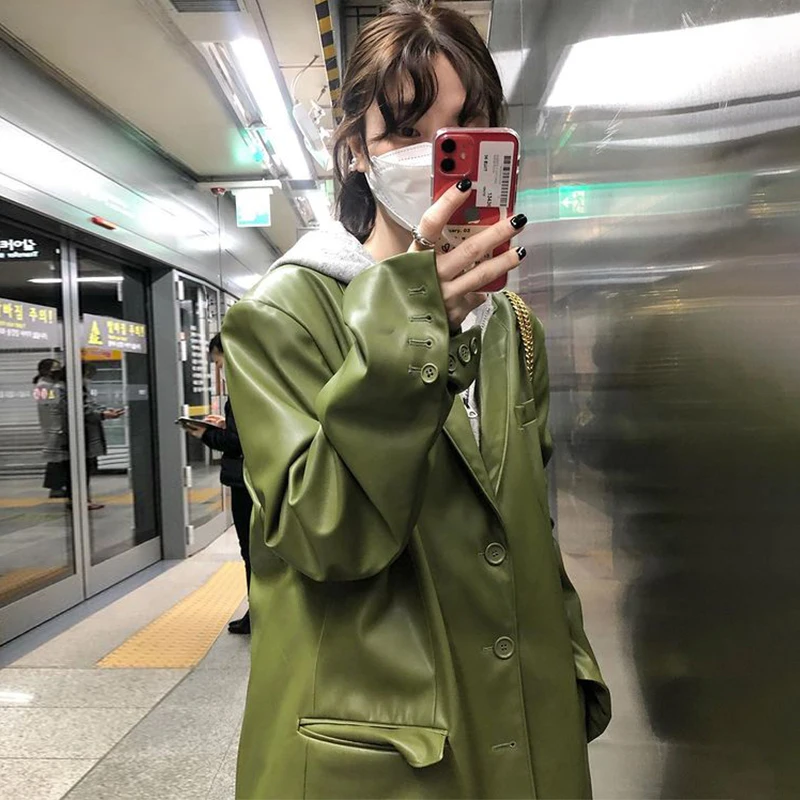 chic-vintage-spring-pu-leather-jaet-women's-loose-casual-long-sve-tee-button-notch-lapel-coat-sli-commute-sle