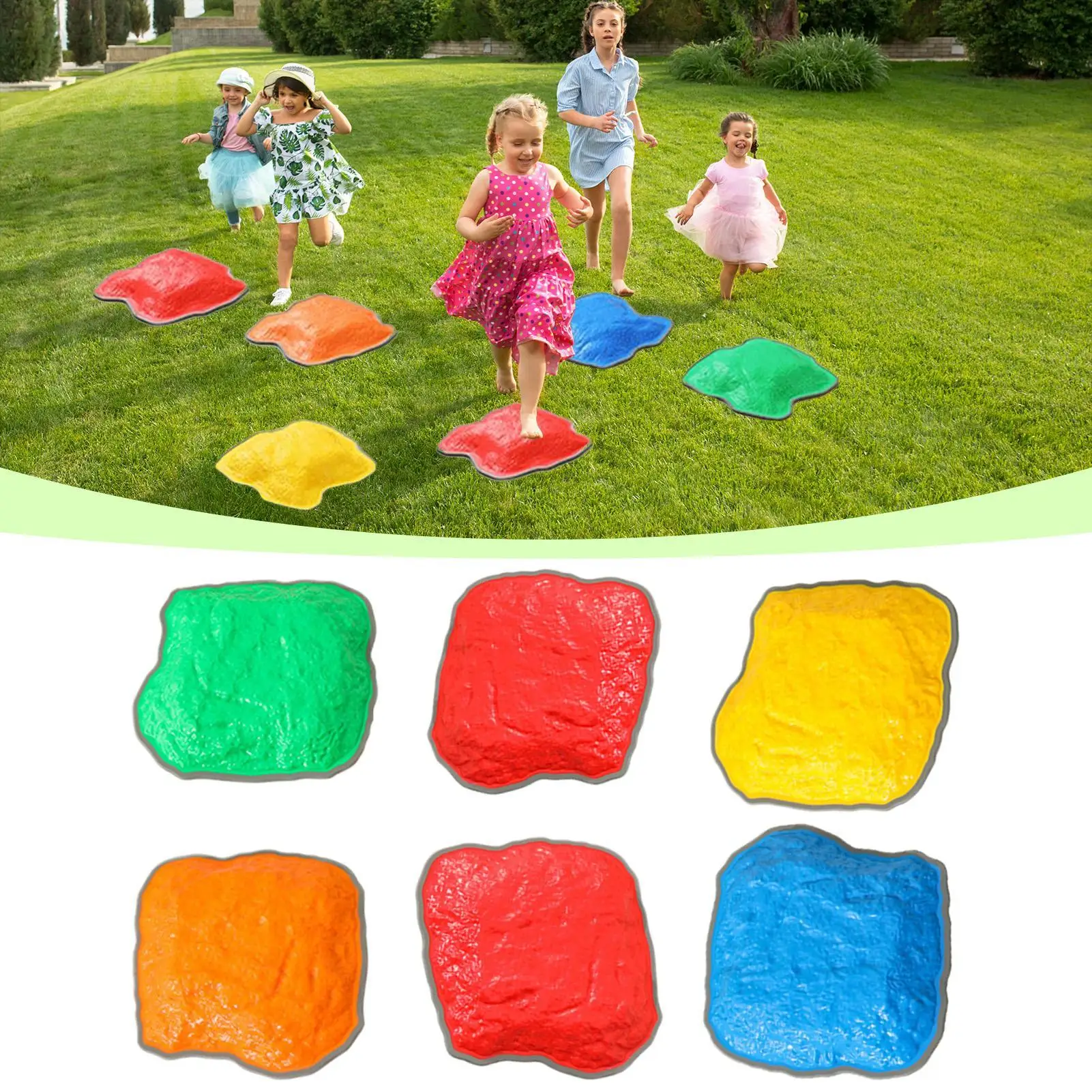 幼児用踏み石 6X バランス障害物コース ロック スタッカブル ノンスリップ感覚おもちゃ 3-6歳の男の子 女の子用