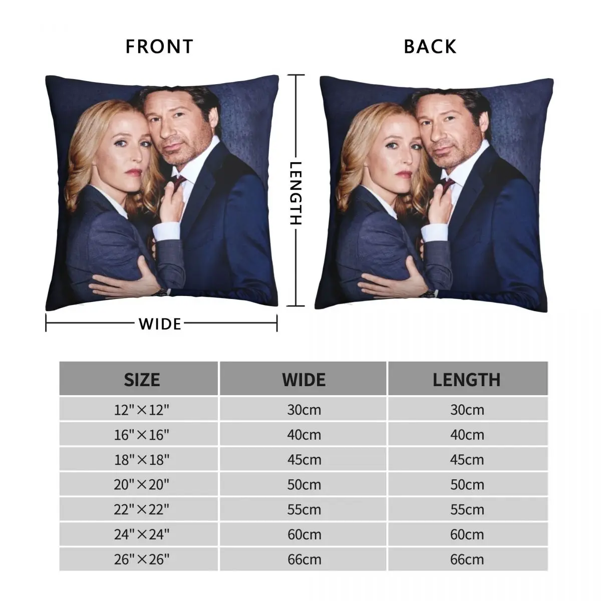 Gillian Anderson David Duchovny Pillowcase Polyester Linen Velvet Pattern Zip Decor Throw Pillow Case Room Cushion Cover 45x45