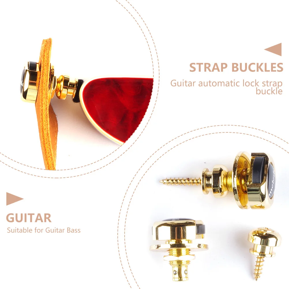 

2 Pcs Guitar Strap Lock Zinc Alloy Bass Strap Buckle Non Replacement Locks for Electric Guitar Secure Fixing End Pin Easy