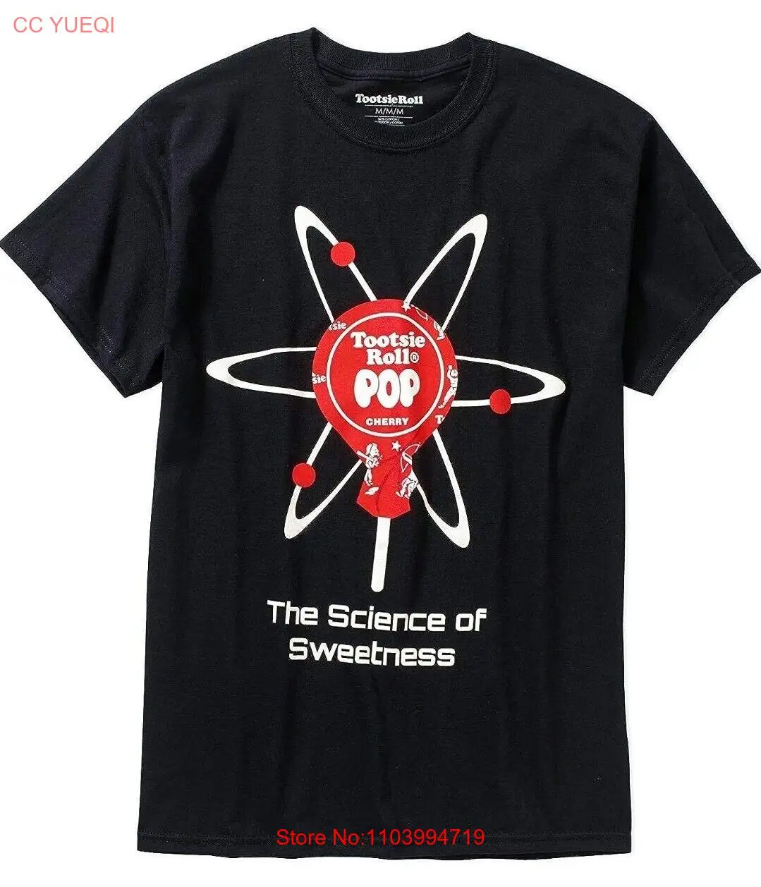 New Tootsie Roll Pop Cherry T-shirt Science of Sweetness Tee Black Medium