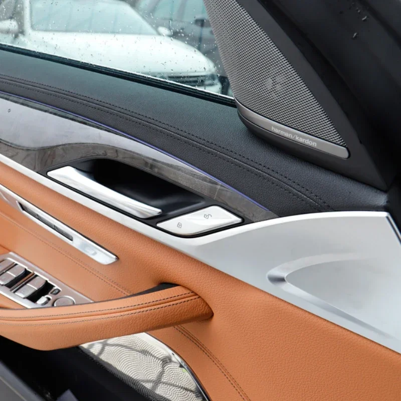 Abs prata interruptor de desbloqueio da porta do carro botões cobre guarnição adesivos acessórios do carro para bmw série 5 g30 g38 6gt 2018-2022