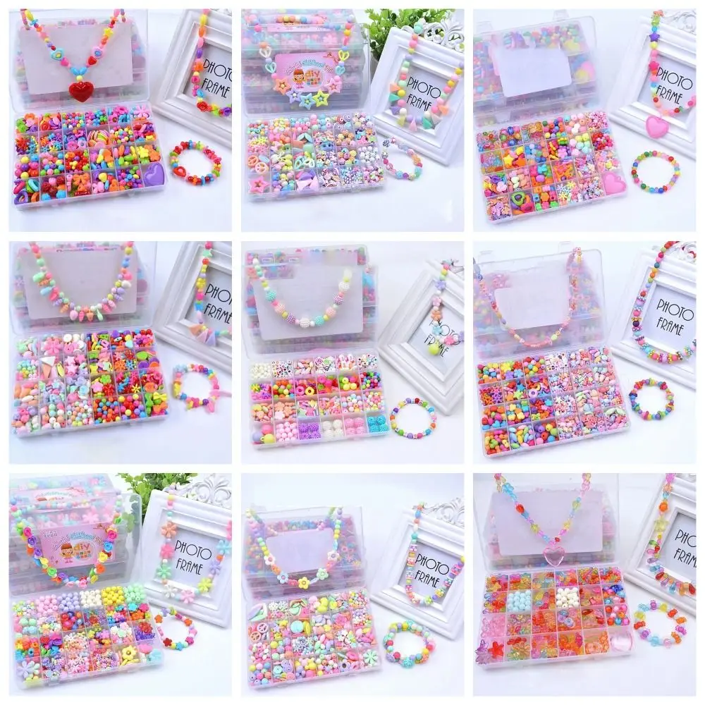 

24 Grids DIY Handmade Beaded Kit Toy Arts Crafts Acrylic Kit for Make Bracelets Beads Toys Kawaii Creative