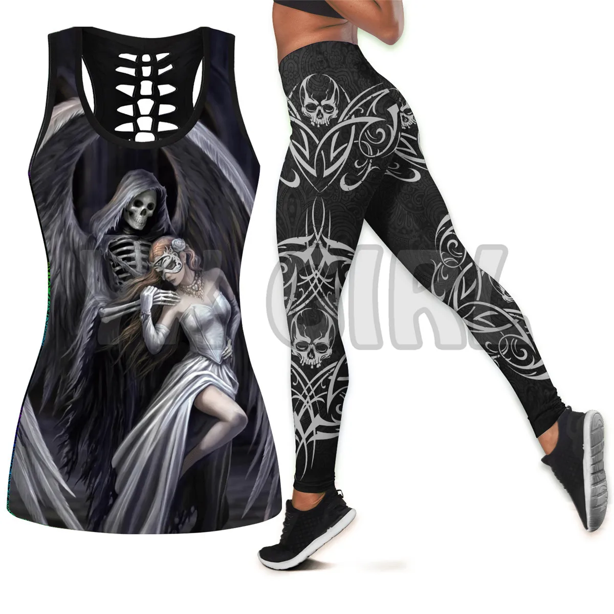 

Angel Skull 3D Printed Tank Top+Legging Combo Outfit Yoga Fitness Legging Women