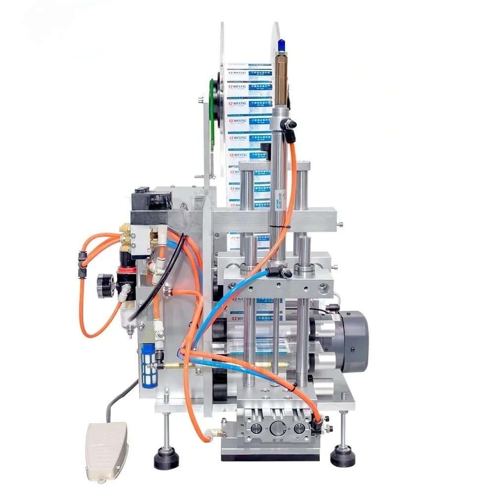 

Desktop Pneumatic Label Applicator Tabletop Small Semi Automatic Flat Sticker Labeling Machine for Flat Bottle