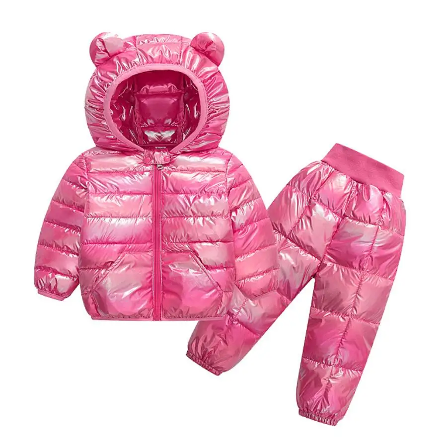 Winter 2pcs Suit Children Clothing Sets Kids Wadded Jacket Warm Faux Down Jackets+Pants Baby Girls Snowsuit Coats Boys Overcoat