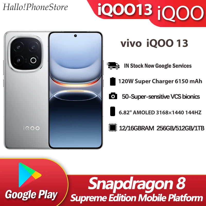 NEW ViVO iQOO13 5G Snapdragon 8 Premium Edition 6.82’ 144HZ AMOLED 120W FlashCharger 6150MAh 50MP Google Play OriginOS 5