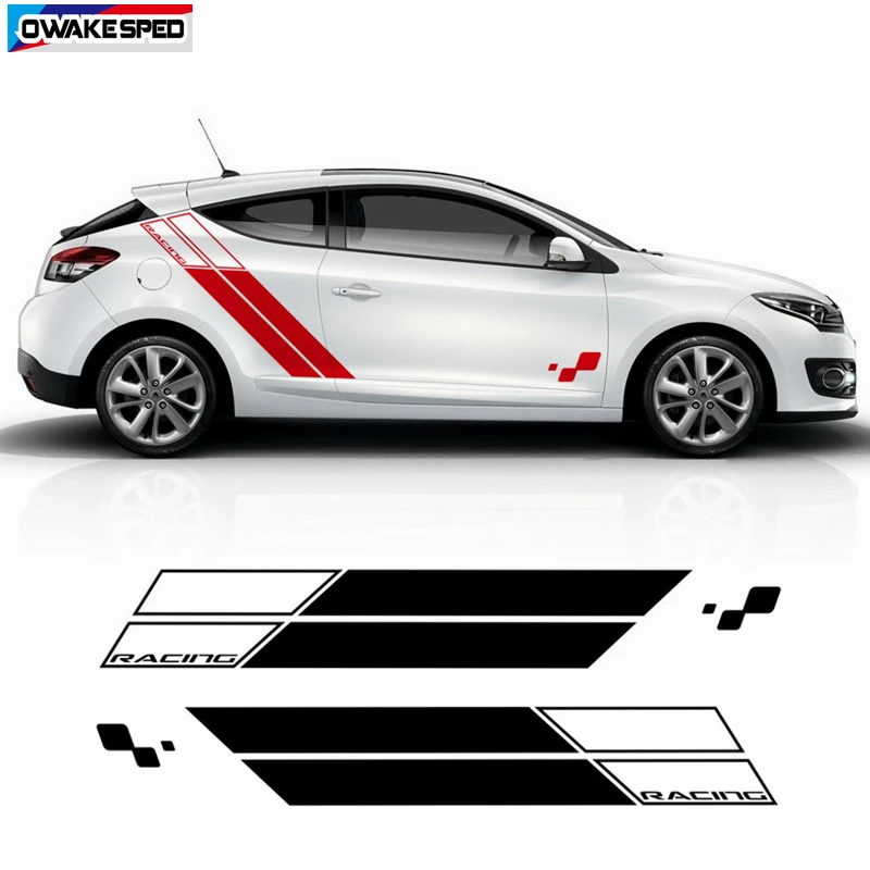 4pcs Car Body Decoration Stickers For Renault Megane RS 3-5 doors Racing Sport Stripes DIY Vinyl Decals Exterior Accessories