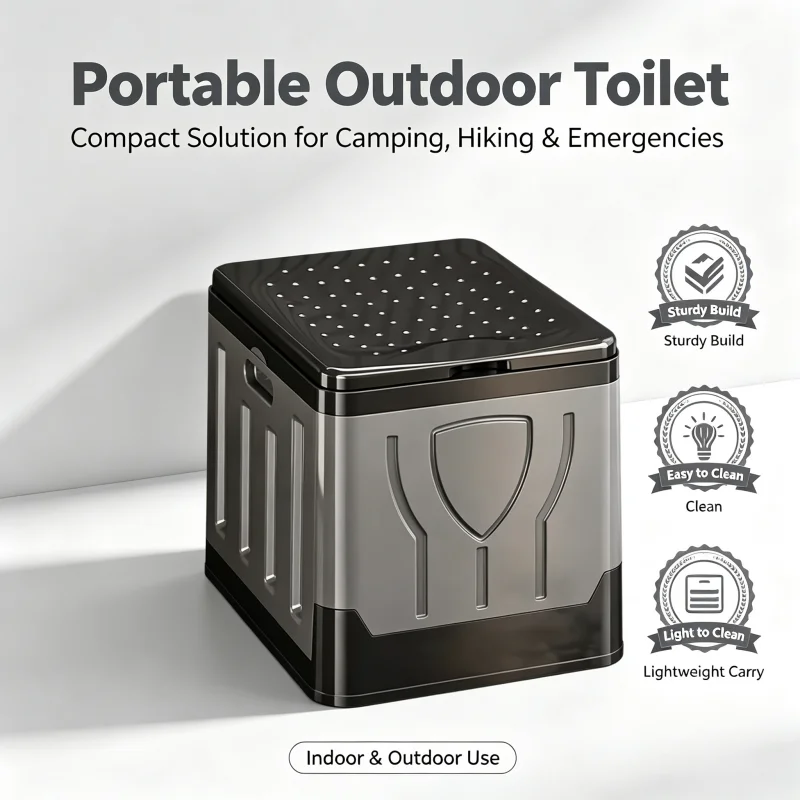 Portable Outdoor Toilet Camping Potty Car Emergency Toilet Foldable Sturdy Commode for RV Hiking Self‑Drive Outdoor Use Adults - view 3