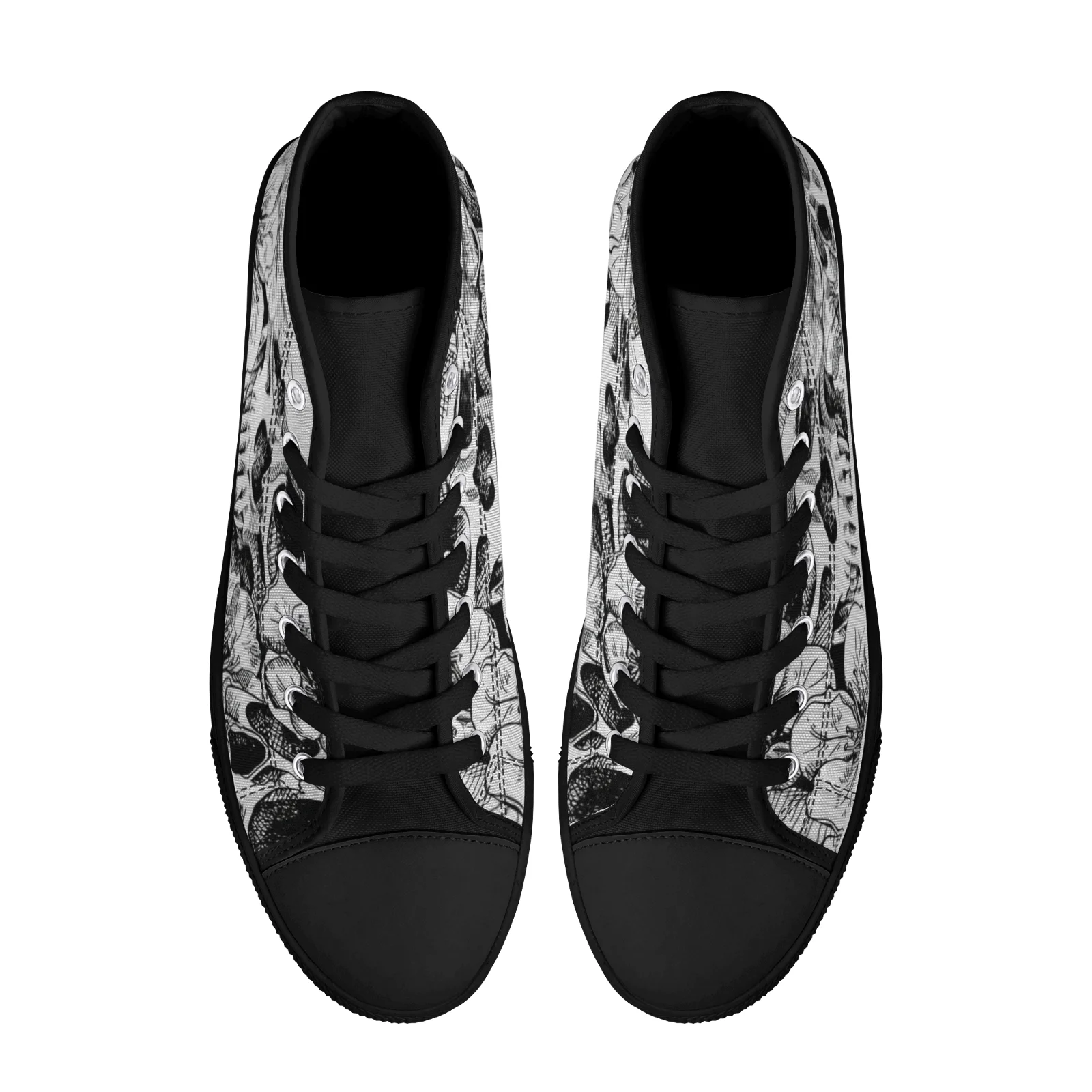 Sapatos personalizados menino menina sapatos de lona esqueleto gótico crânio imprime clássico alta superior sapatos vulcanizados adolescentes meninos sapatos planos
