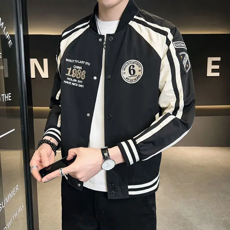 

Мужская куртка, весенне-осенний стиль, модная брендовая куртка контрастного цвета, осенняя новая повседневная бейсбольная форма