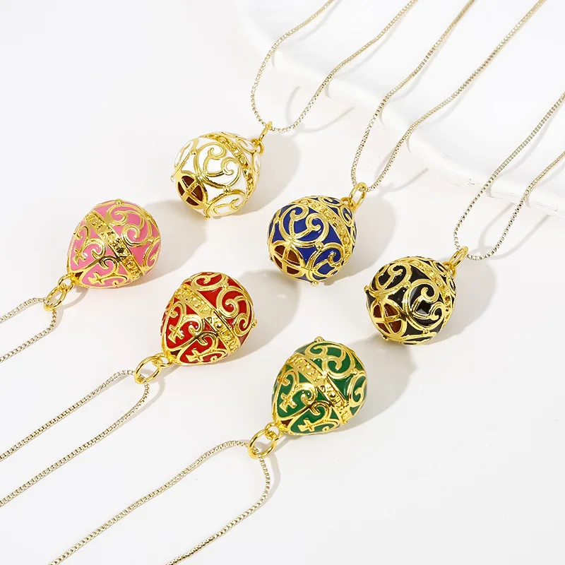 

B & F Easter egg ball pendant high-color oil drop necklace