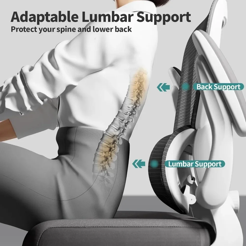 Silla de oficina ergonómica con soporte Lumbar ajustable, silla de computadora de malla, silla ejecutiva para oficina en casa