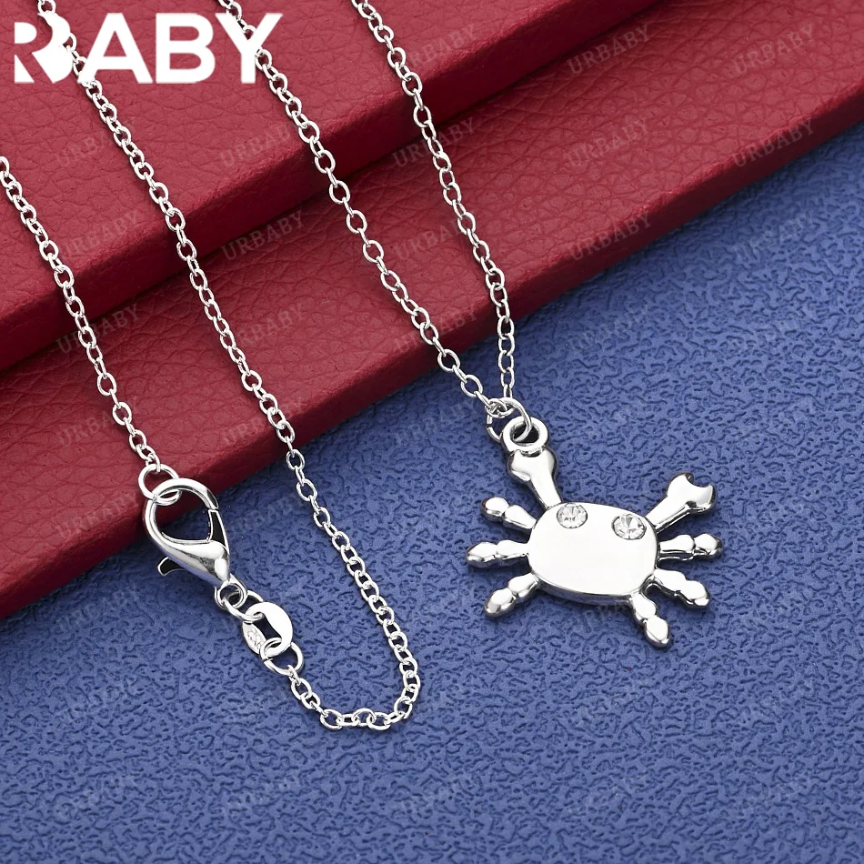

URBABY 925 Sterling Silver Zircon Crab Chain Pendant Necklace Fashion Jewelry Classic Engagement Wedding Anniversary