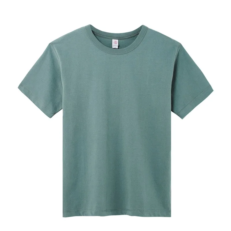 300g Xinjiang Pure Cotton Heavy Weight Non-shrinking Black White Pure Cotton T-shirt Women Brushed Breathable Short-sleeved Men