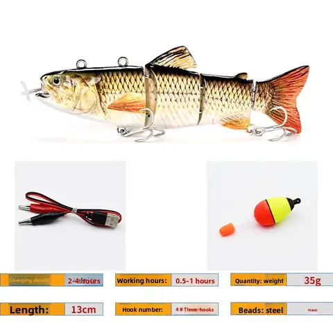 Elektriskt flersegmenterat fiskbete, elektroniskt fiskbete med uppladdningsbart LED-ljus, simpropellermotorbete 8 best sales LED-bete - №7