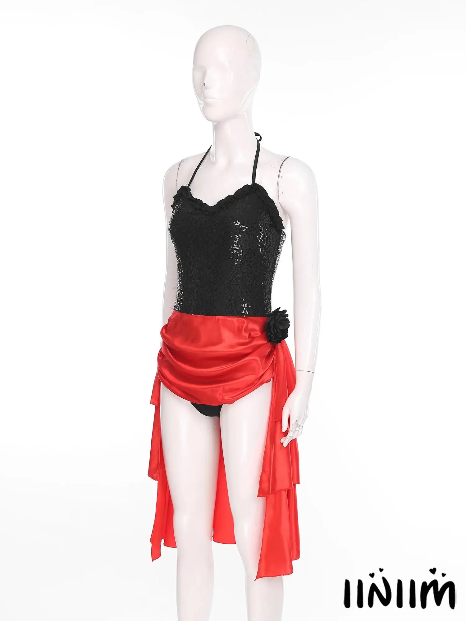 

Sexy Latin Samba Dance Costume for Women Shimmering Sequined Bodice Built in Shorts Dress for Stage Ballroom Dance Performance