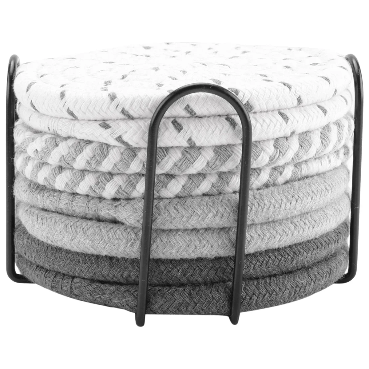 ABNH 8개 음료 컵받침(홀더 포함), 4가지 색상 흡수성 음료 컵받침, 홈 데코용 면직물 컵받침 세트 B