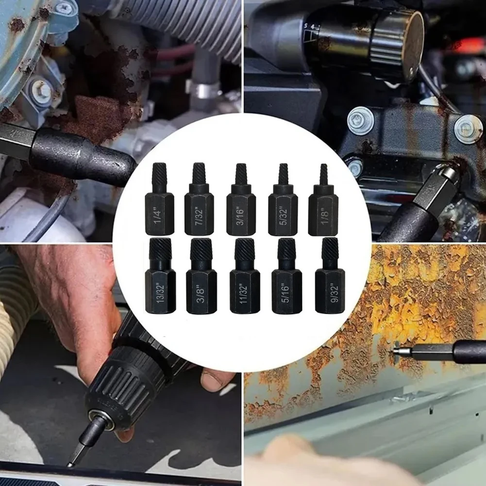 

10 шт. комплект сверхмощных экстракторов для винтов с экстракторами из легированной стали и сверлами для эффективного удаления поврежденных винтов