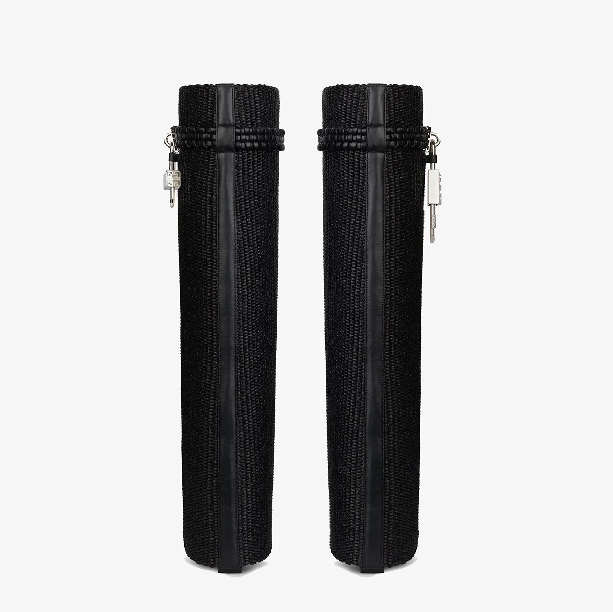Round-Toe Wedge Woven Pattern Knee-High Boots Thigh-Length Locker-Strap Trouser Botines Large Sizes Shark Buckle Botas Femininas