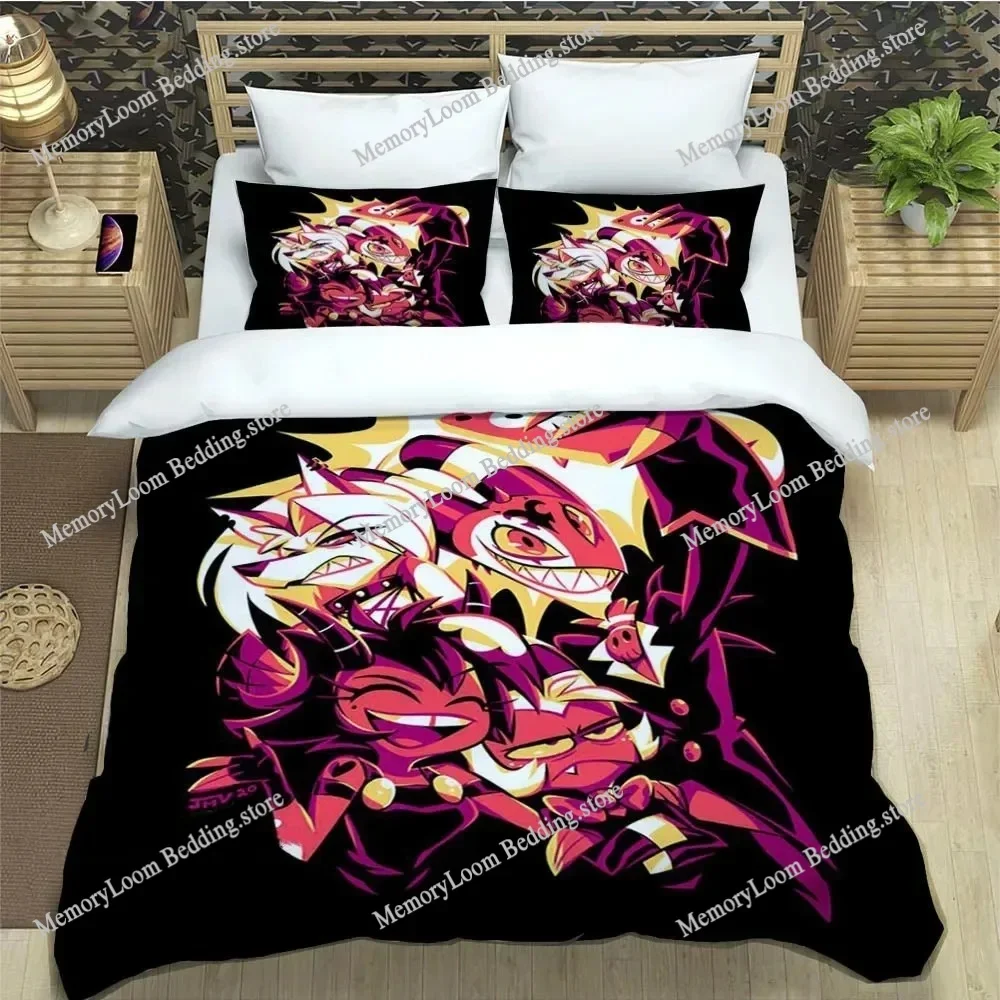 3D Printed Anime H-Helluva Boss Bedding Set Boys Girls Twin Queen Size Duvet Cover Pillowcase Bed Kids Adult Home Textileextile