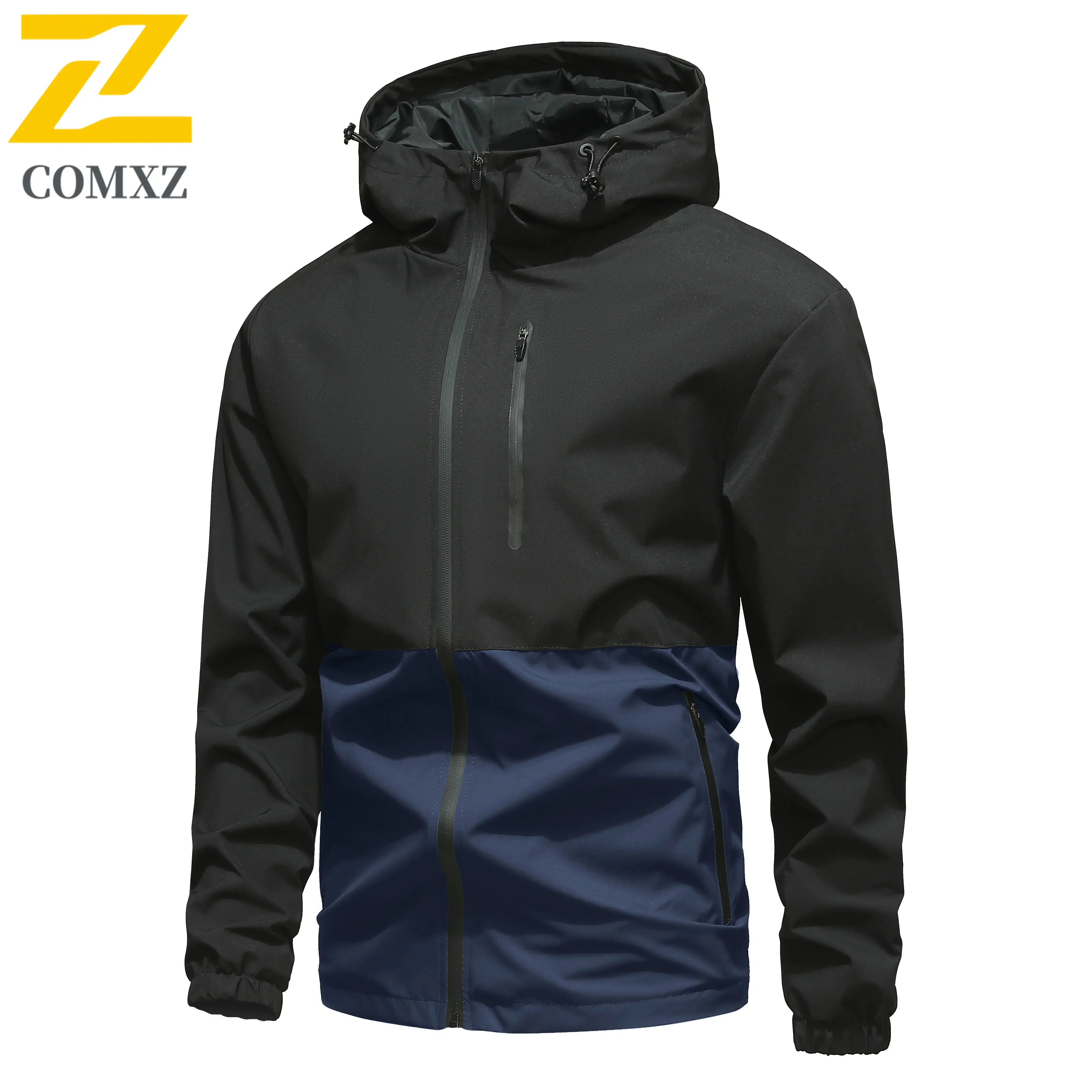Autumn New Casual Men's Jacket High Quality Retro Splicing Windproof Windbreaker Mountain Camping Fishing Waterproof Hooded Coat