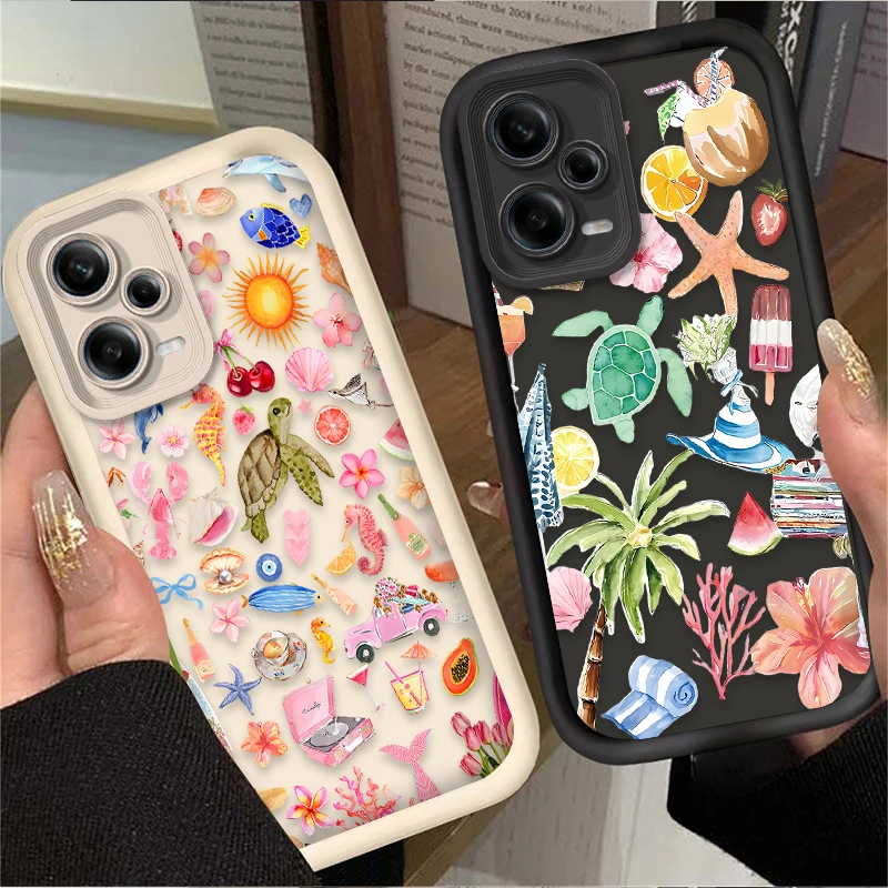 Marine Organism Turtle Case For Xiaomi Redmi Note 13 14 12 11 Pro Plus 5G 12S 11S 10S 10 9 Redmi 14C 13C 12C 12 4G A3 A3X Cover