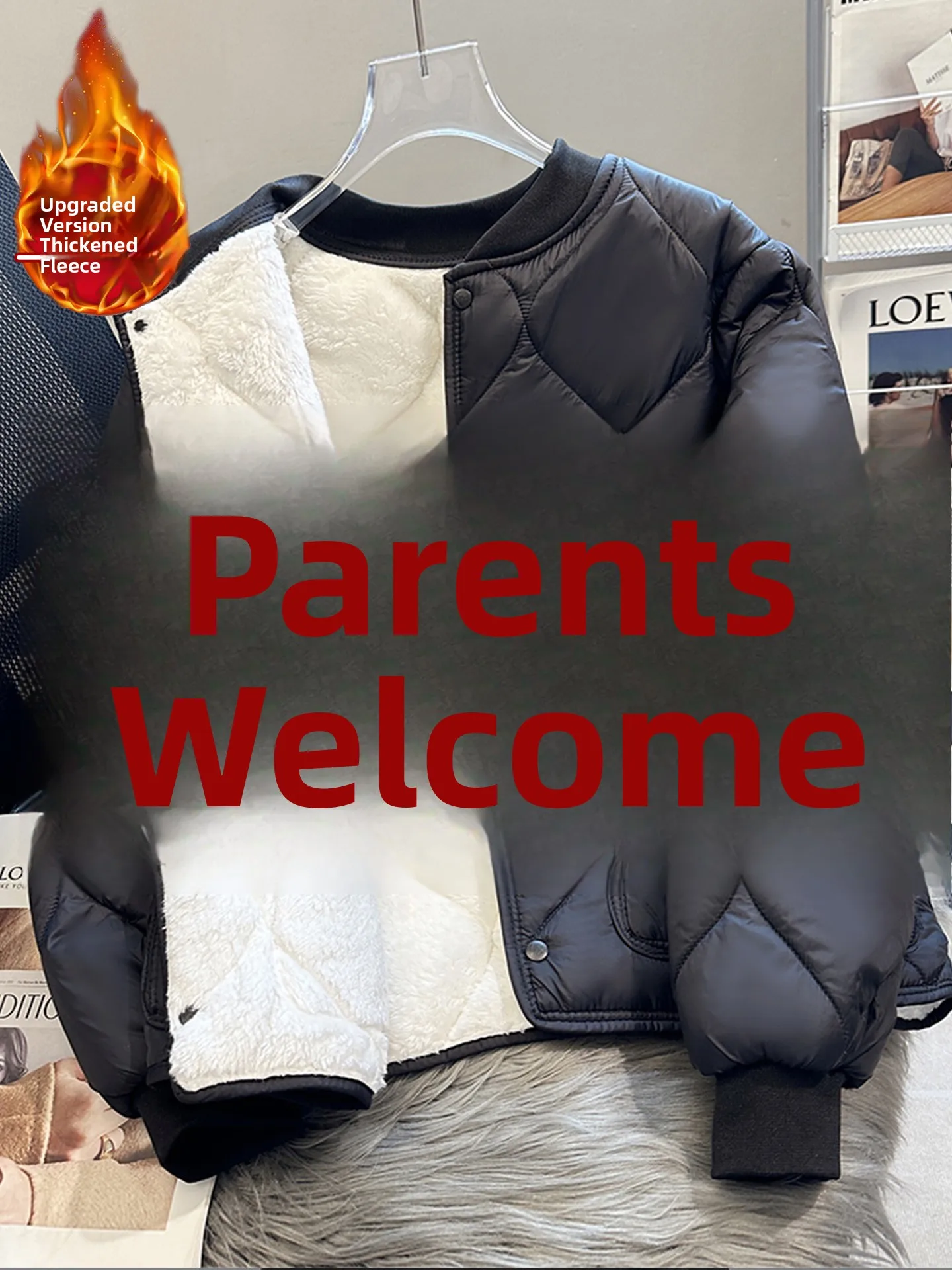 

Thiened Fce Women's Cotton Jaet Inner Wear Loose Fit High School College Sle Winter Coat Long Sve round Ne Butt...