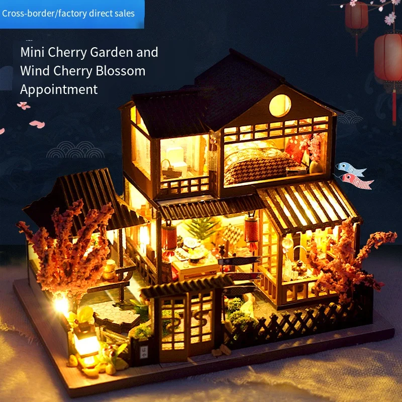 Wooden LED DIY House Kit - 3D Puzzle Miniature Model for Adults, Creative Birthday Gift, Wholesale Available