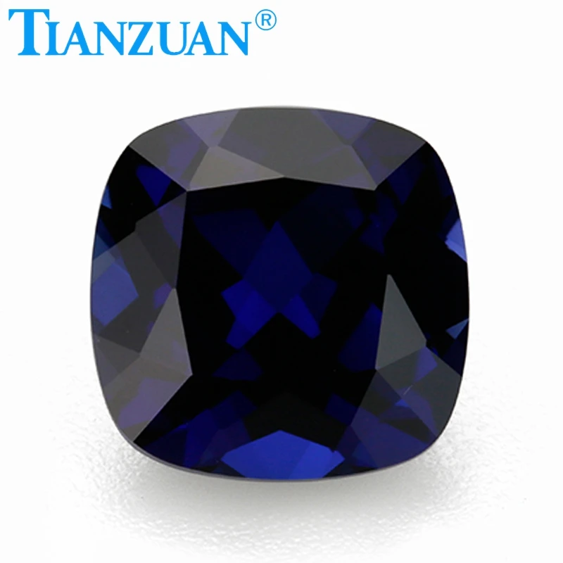 Synthetic Sapphire Cushion Shape Natural Cut Blue Color Artificial Corundum Stone Clear Loose Stone Jewelry Making