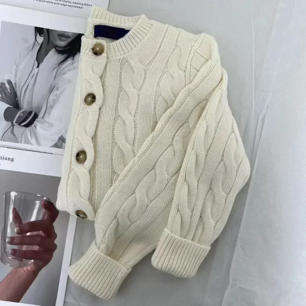 Pure Cotton Clothing Cardigan Sweater Long Sleeve Loose Autumn Winter New Knitted Top Comfortable Fitting