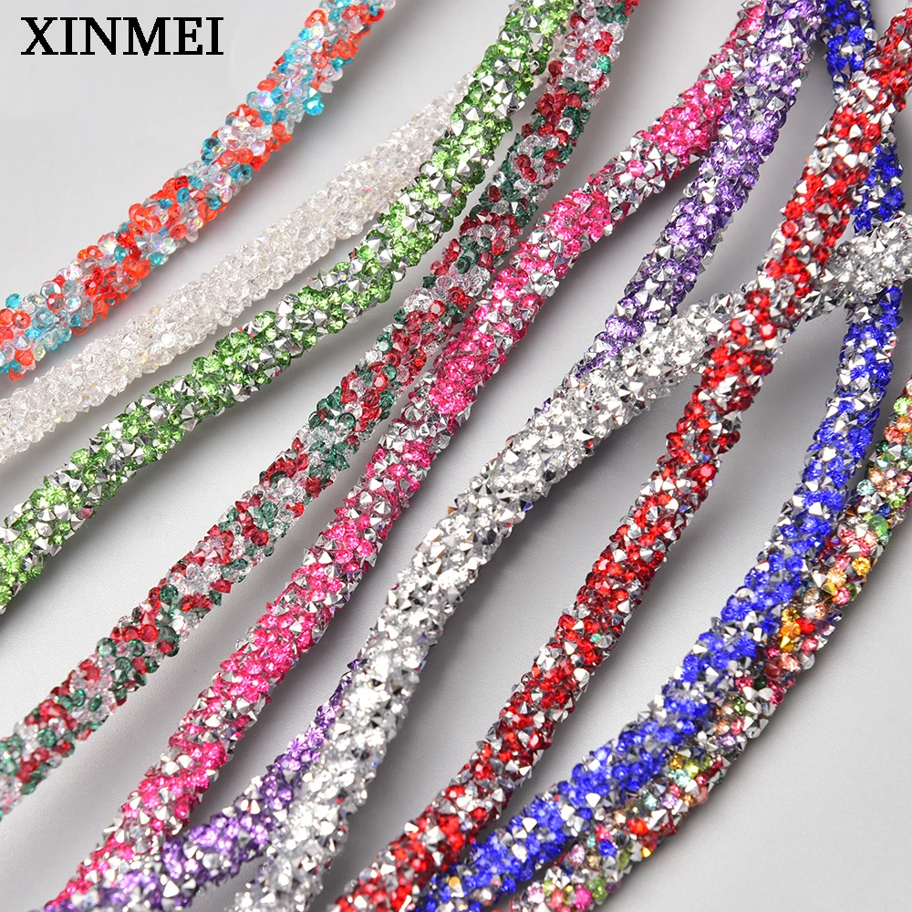 5 metri 6mm resina glitter strass corda tubo di cristallo colorato cavo taglio abbigliamento fai da te gioielli fascia per capelli decorazione del