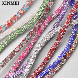 5 metri 6mm resina glitter strass corda tubo di cristallo colorato cavo taglio abbigliamento fai da te gioielli fascia per capelli decorazione del partito