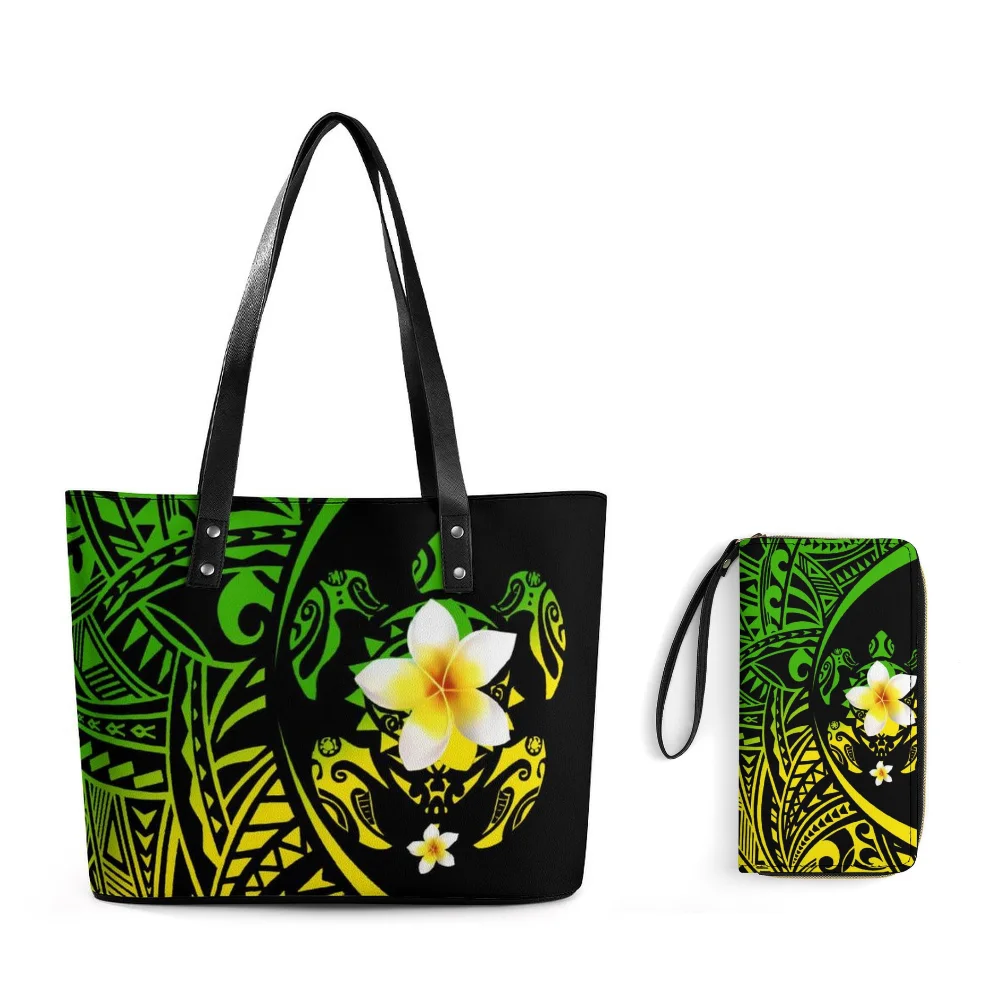 

Popular Women'S Handbag Purse Polynesian Tribal Print Waterproof Pu Shoulder Bag Large Capacity Can Be Customized Pattern