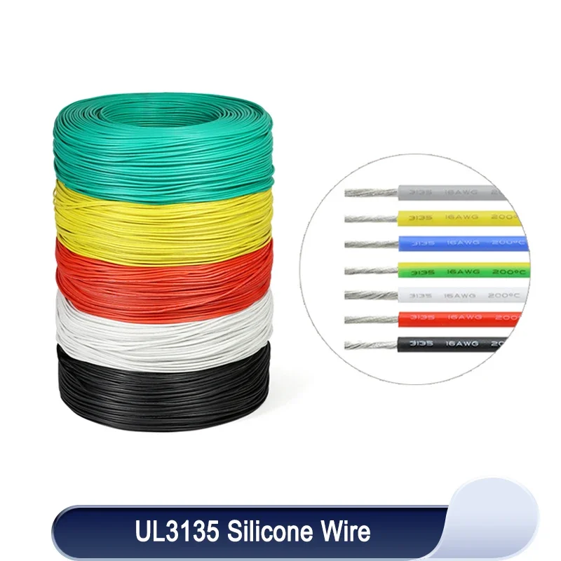 2/5/10m UL3135 Wire High Temperature Resistant Cable 30 28 26 24 22 20 18 16 14 12 10 AWG Silicone Insulation Tinned Copper Line