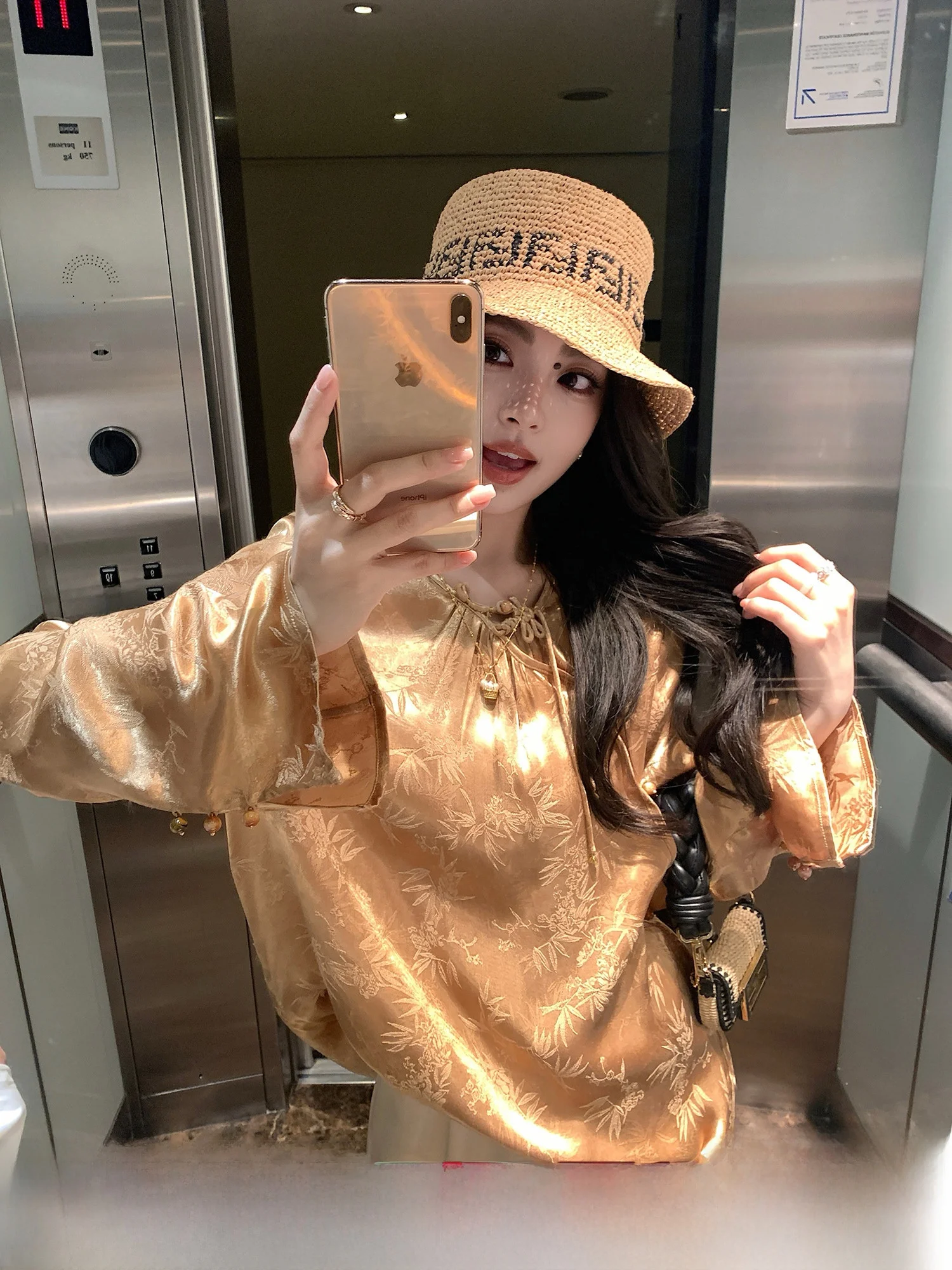 

Женская китайская блузка Ele Lady's Lilylikes Qingfeng Shadow Book Door Fly, премиум-качество, длинный рукав, круглый вырез, свободный крой