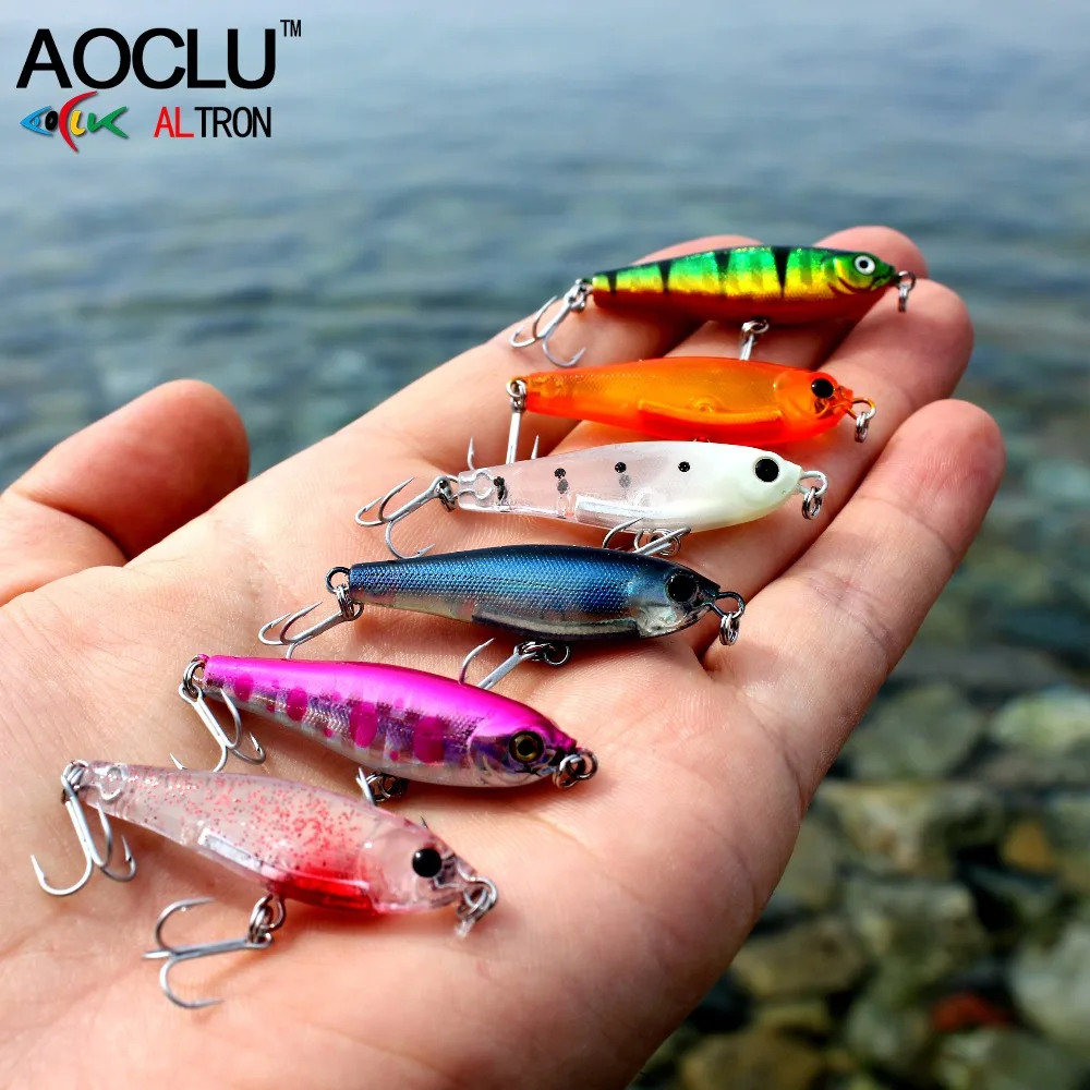 AOCLU Sinking Small Tiny Stick 38mm 2.8g Hard Bait Pencil Wobbler Lure nuoto come il pesce morente danneggiato ganci VMC corpo solido