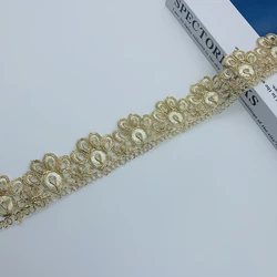 5yards Cat Claw Mesh Embroidery Ethnic Lace Wedding Embroidery DIY Hand-stitched Gold thread Lace Ribbon Sewing Supplies Crafts