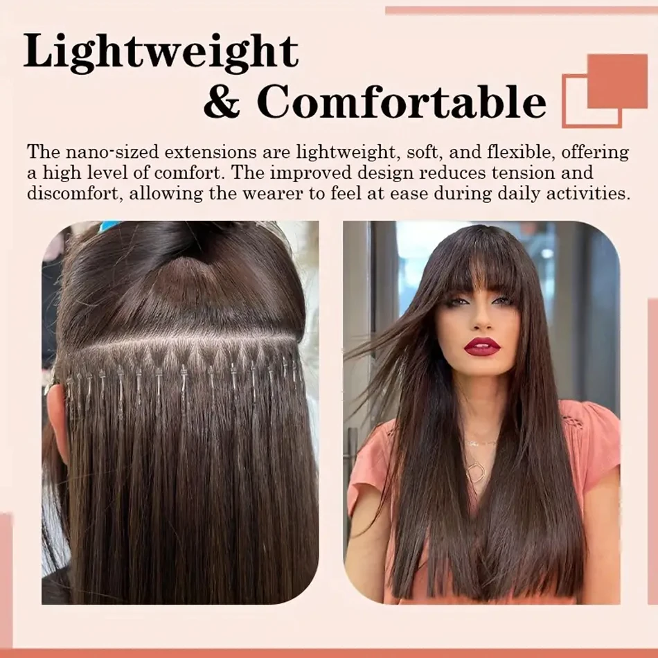 مستقيم حلقات نانو شعر بشري حقيقي ملحقات البرازيلي ريمي خرز دقيق الحجم حلقة الشعر التمديد الذهبي 613 الشعر السميك #6