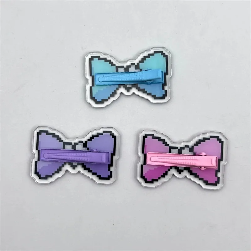 Game NEEDY GIRL OVERDOSE KAnge Ame Rain Cosplay Hairpins Colorful Bowtie Acrylic Hairclips Jewelry 3Pcs/Set Headwear Accessories