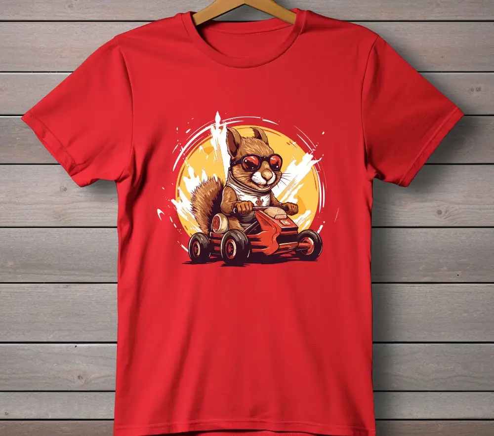 Squirrel Racecar Driver T Shirt Funny Lover Go Kart Racing