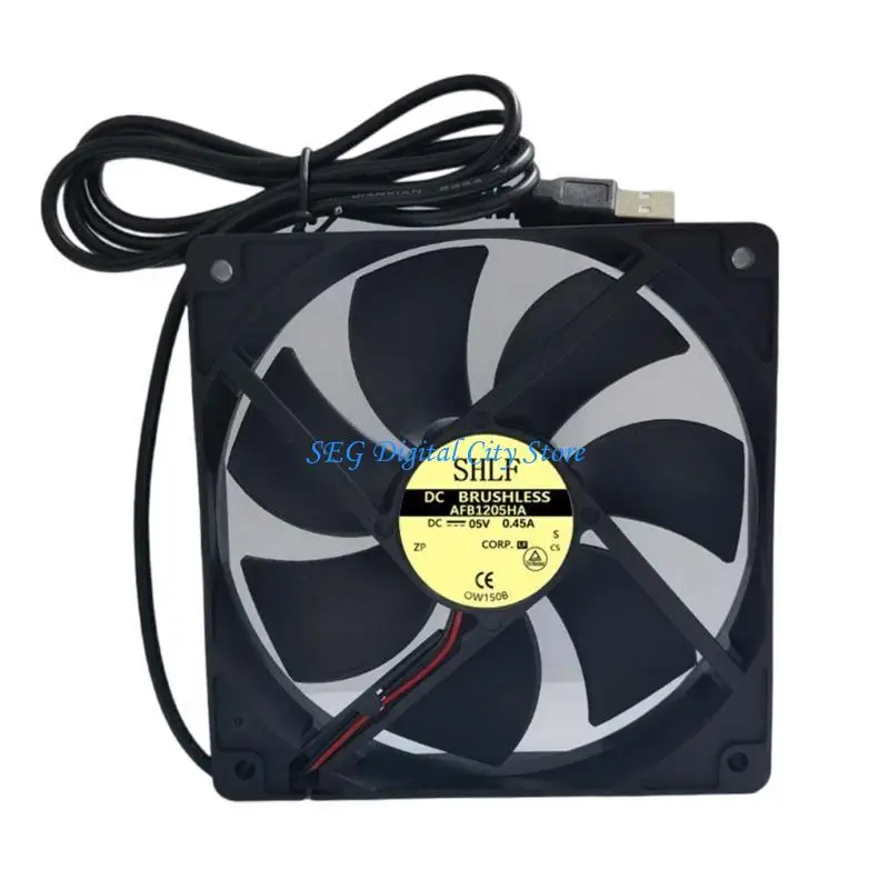 

U75B USB Fan 12CM Black USB5V 12025 USB Power Brushless Cooling Fan Computer Heatsink